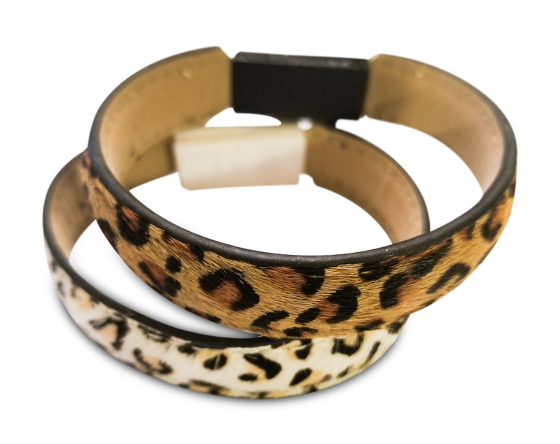 Faux Leather Leopard Print Lightning Cable USB Charger Bracelet